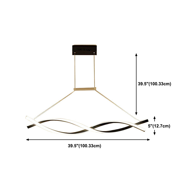 Metal Linear Shape Chandelier Light Modern 2 Lights Chandelier Light Fixture in Black