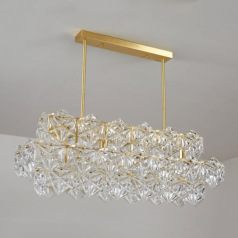Modernism Golden Ceiling Light Crystal Kitchen Island Lighting for Dining Room