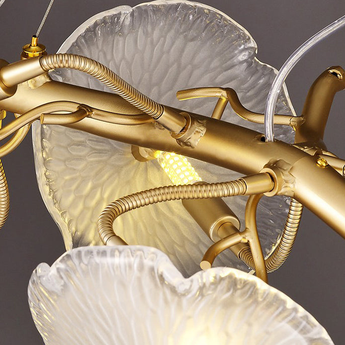 Lotus Leaf Shape Island Light Modern Island Hanging Light with Glass Shade for Dining Room