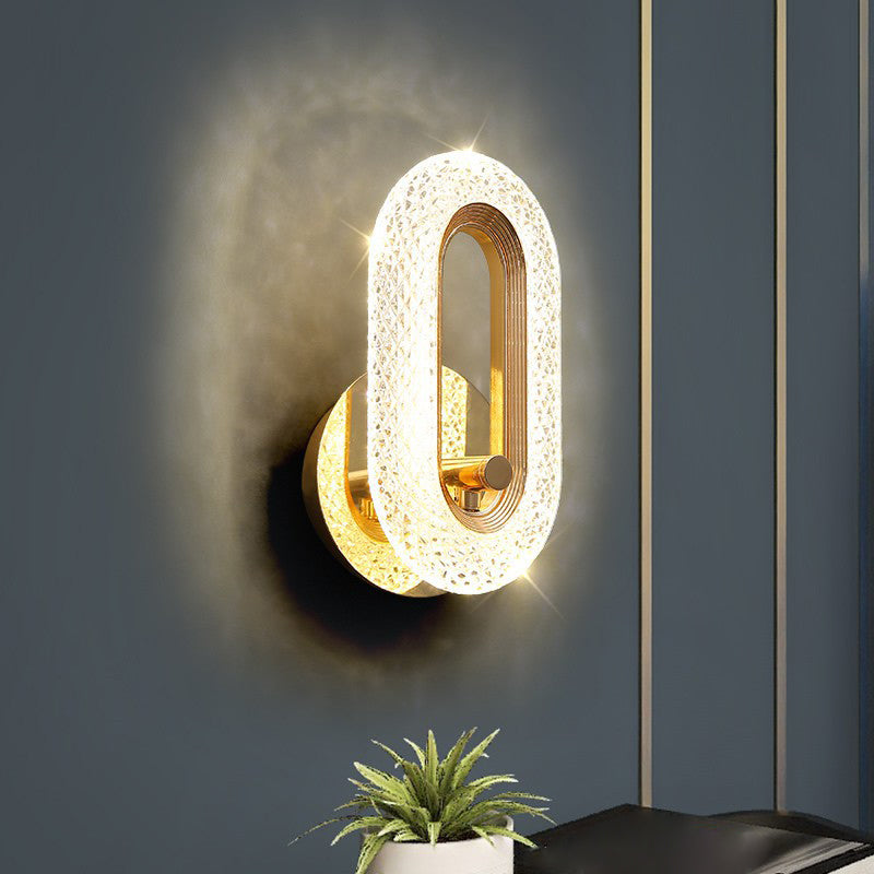 Modern Armed Sconce Light Faceted Crystal 1 Light Wall Lamp for in Clear