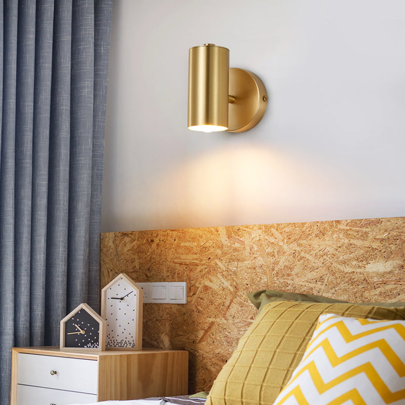 1-Light Cylinder Wall Sconce Lighting Modern Metal Wall Sconces