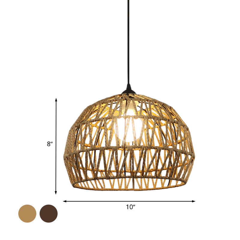 1/3-Bulb-Korridor hängende Leuchte mit gewölbter Rattan-Schatten schwarz/beige hängende Lampe