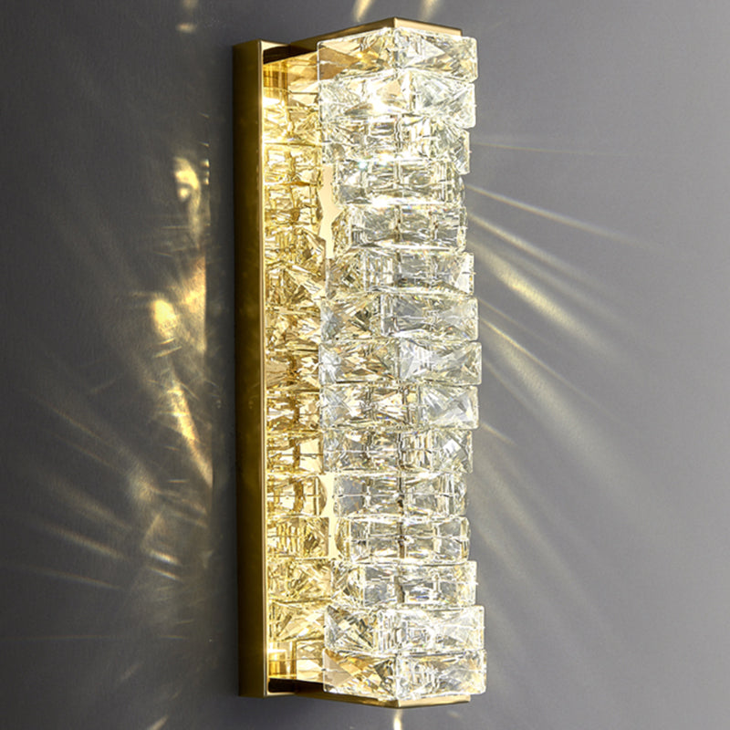 Metal Modern Wall Sconce Geometric Shape Wall Light with Crystal Shade for Study
