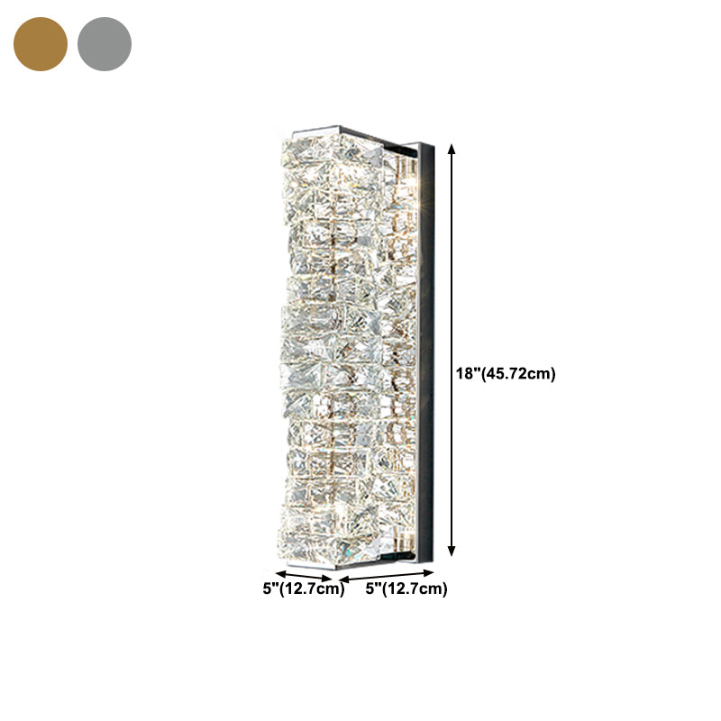 Metal Modern Wall Sconce Geometric Shape Wall Light with Crystal Shade for Study