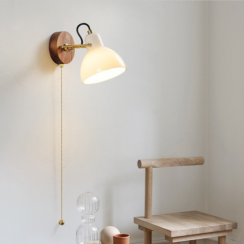 1-Light Simple Wall Lamp Modern Wall Mount Lamp with Glass Shade for Bedroom