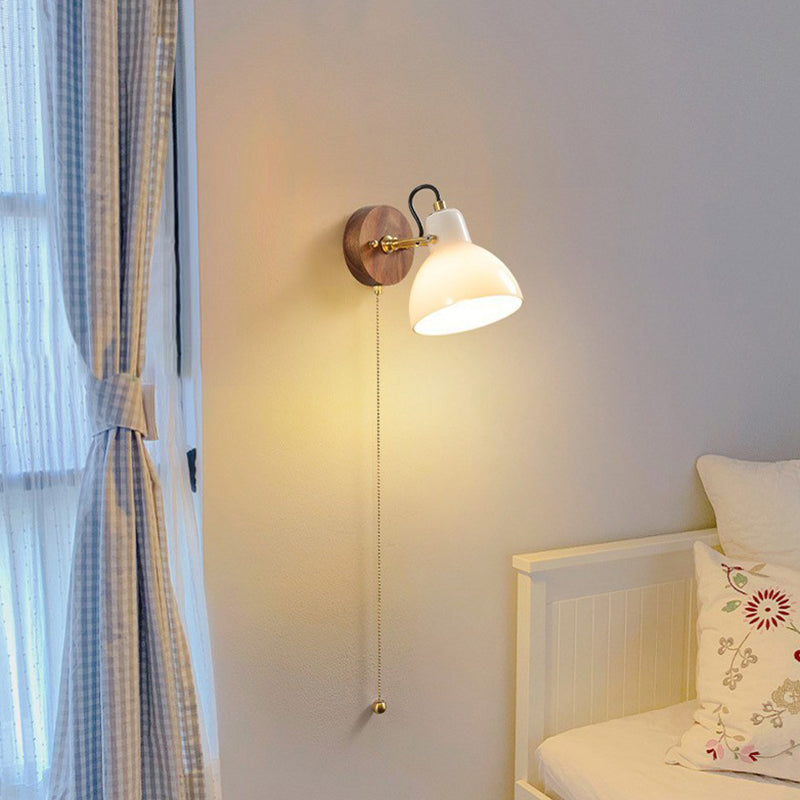 1-Light Simple Wall Lamp Modern Wall Mount Lamp with Glass Shade for Bedroom
