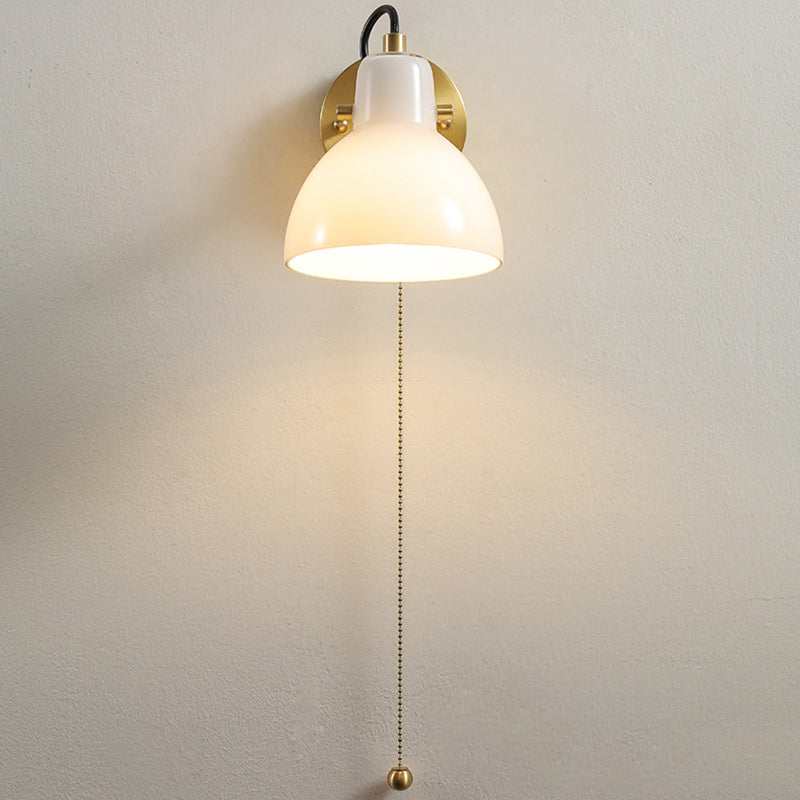 1-Light Simple Wall Lamp Modern Wall Mount Lamp with Glass Shade for Bedroom