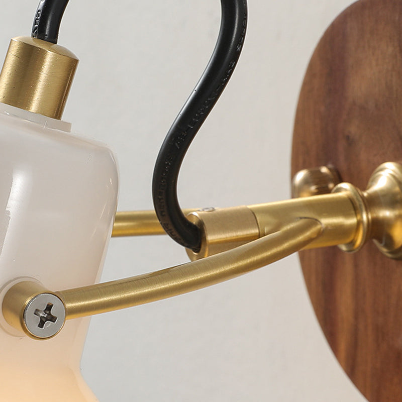1-Light Simple Wall Lamp Modern Wall Mount Lamp with Glass Shade for Bedroom
