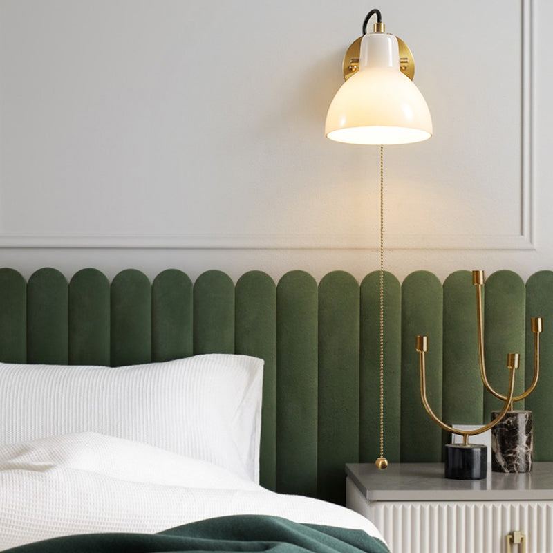 1-Light Simple Wall Lamp Modern Wall Mount Lamp with Glass Shade for Bedroom