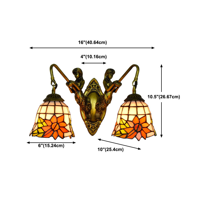 Tiffany Bell Vanity Wall Light Fixtures Glass 2-Light Vanity Lights