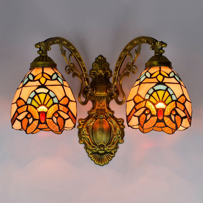 Tiffany Bell Vanity Light Fixtures Glass 2-Light Vanity Lighting