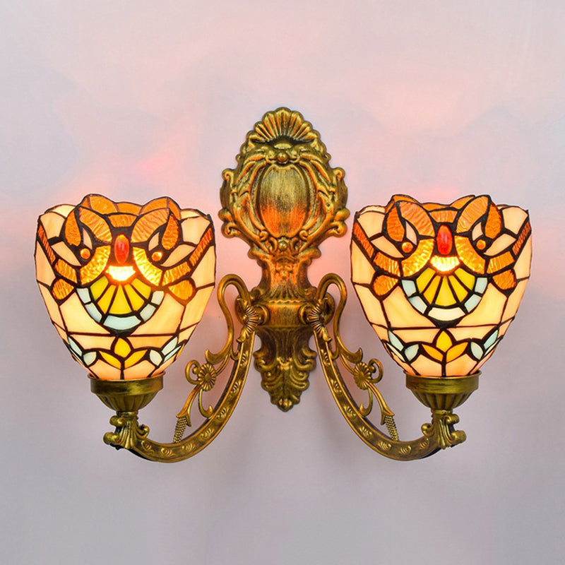 Tiffany Bell Vanity Light Fixtures Glass 2-Light Vanity Lighting