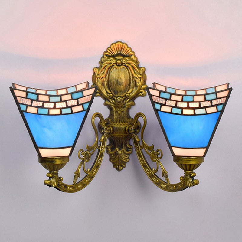 Tiffany Geometric Vanity Lamp Glass 2-Light Vanity Wall Lights