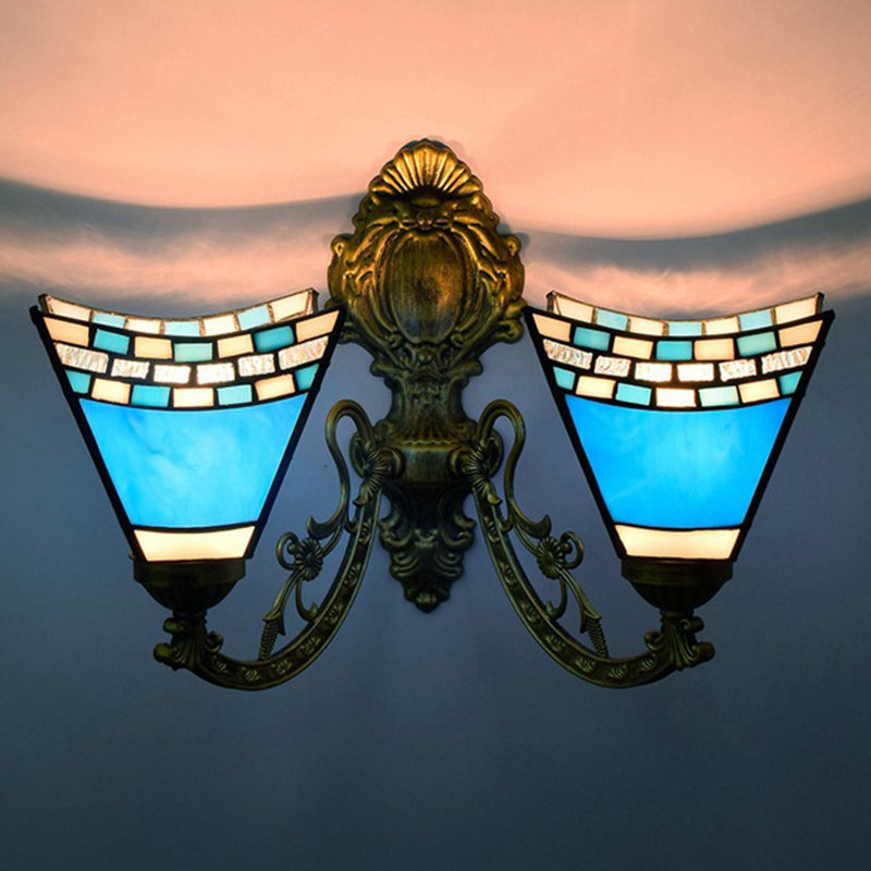 Tiffany Geometric Vanity Lamp Glass 2-Light Vanity Wall Lights