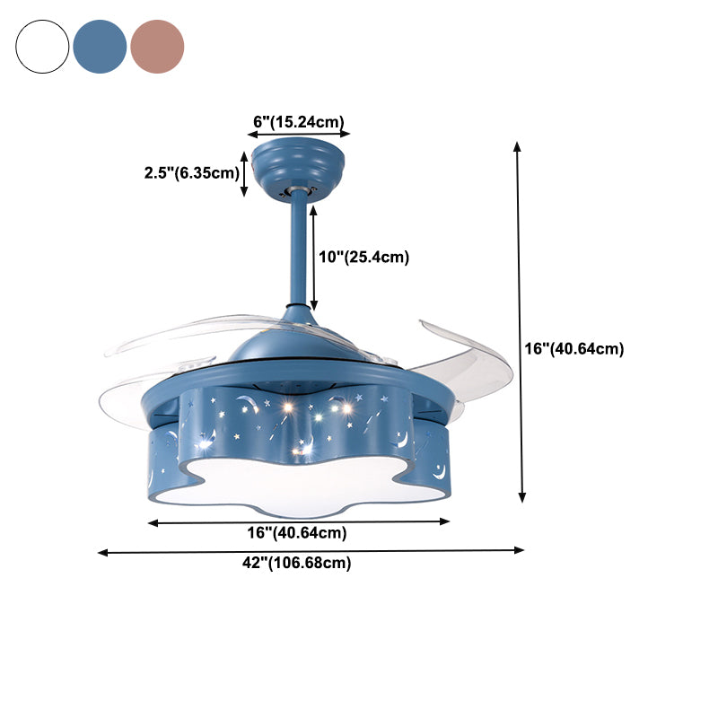 Lovely Color Ceiling Fan Light Fixture Modern LED Ceiling Flush Mount for Kids' Room