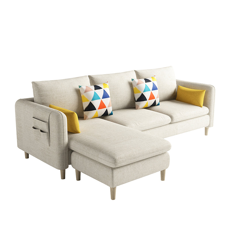 Scandinavian 32.28 " H Cotton Blend Square Arm Sofa & Chaise