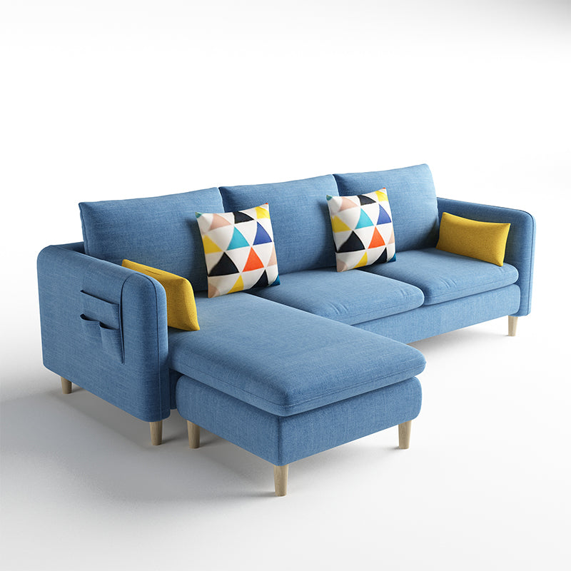 Scandinavian 32.28 " H Cotton Blend Square Arm Sofa & Chaise