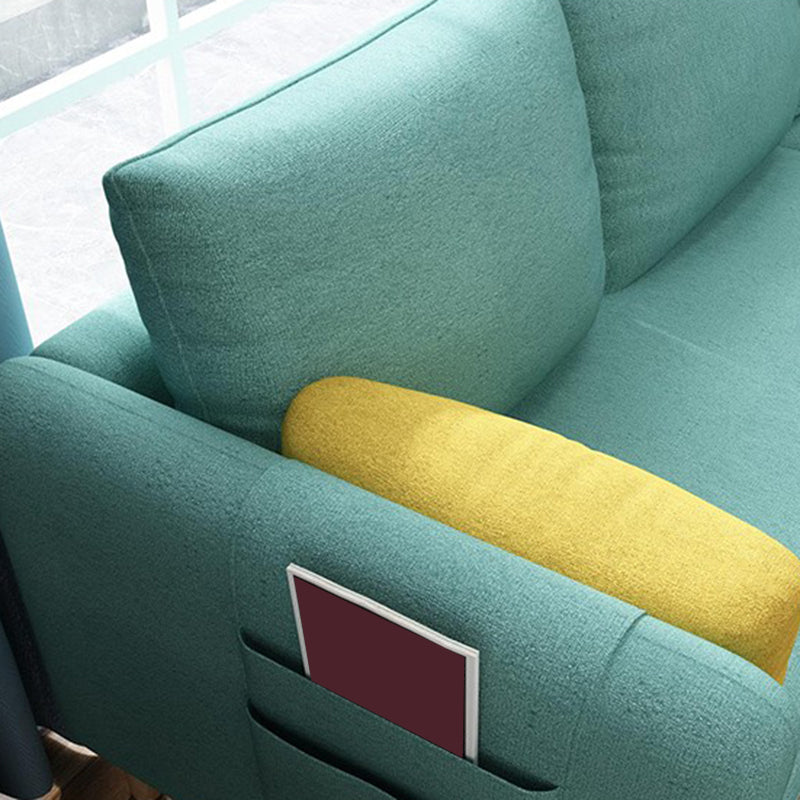 Scandinavian 32.28 " H Cotton Blend Square Arm Sofa & Chaise