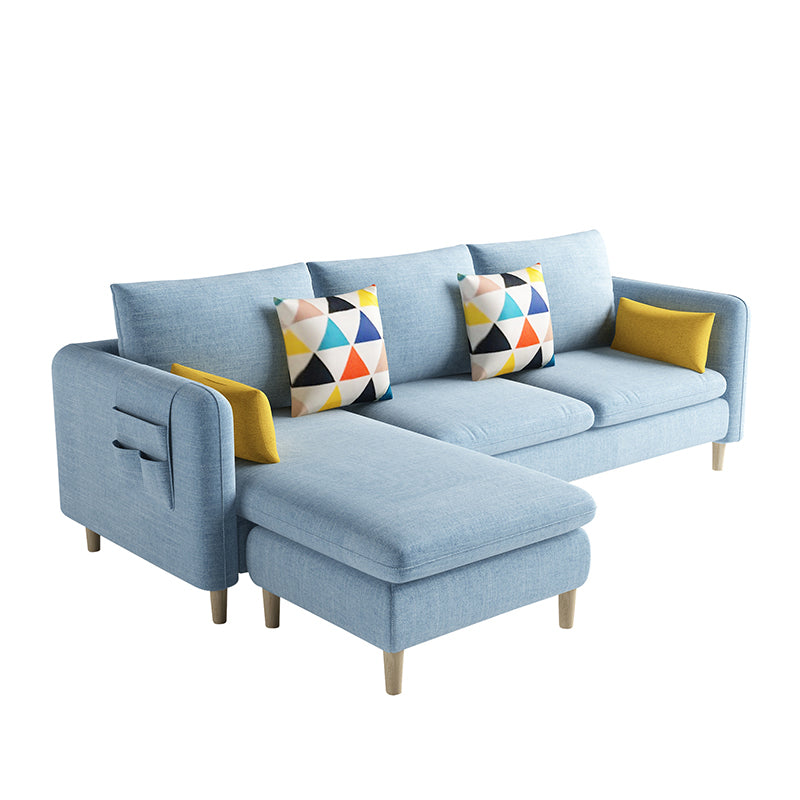 Scandinavian 32.28 " H Cotton Blend Square Arm Sofa & Chaise