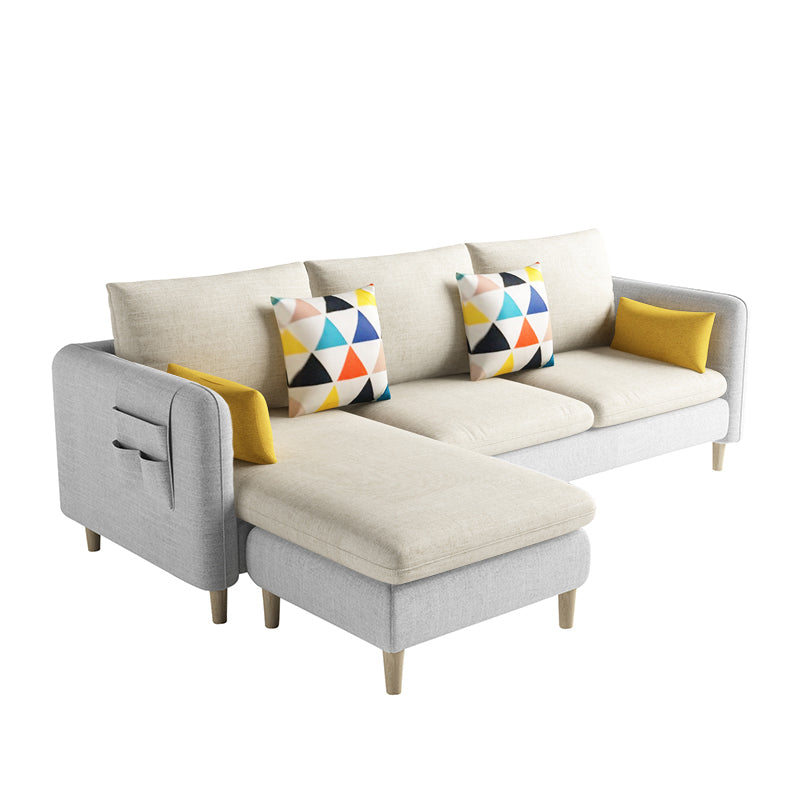 Scandinavian 32.28 " H Cotton Blend Square Arm Sofa & Chaise