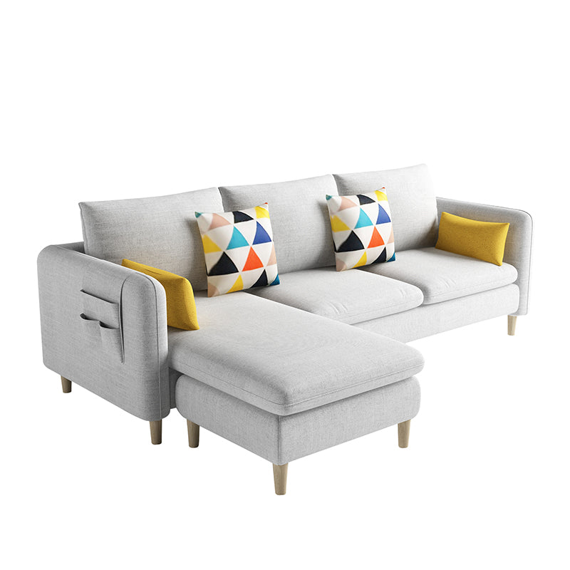 Scandinavian 32.28 " H Cotton Blend Square Arm Sofa & Chaise