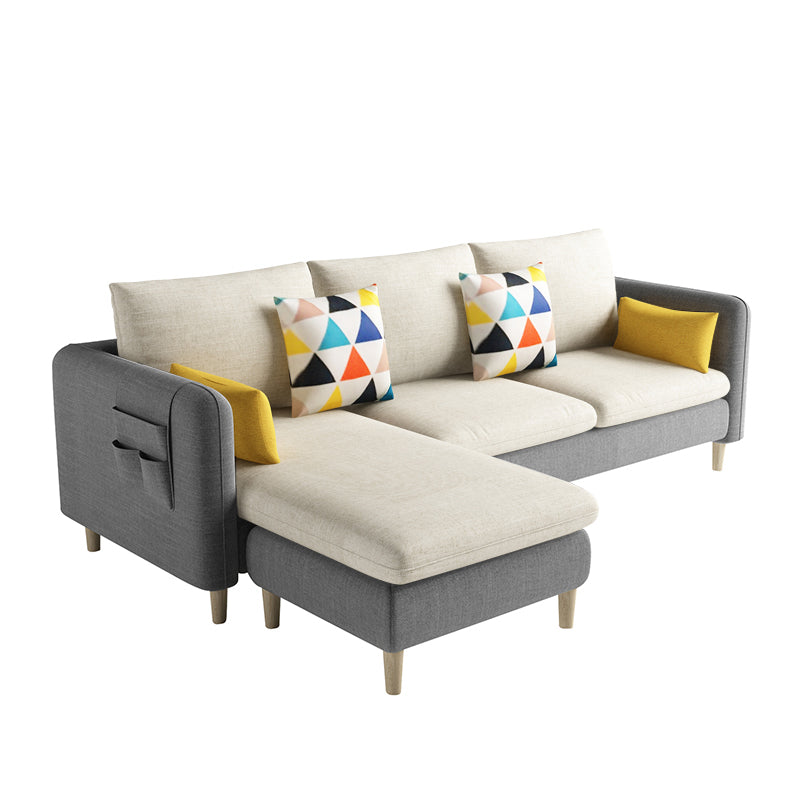 Scandinavian 32.28 " H Cotton Blend Square Arm Sofa & Chaise