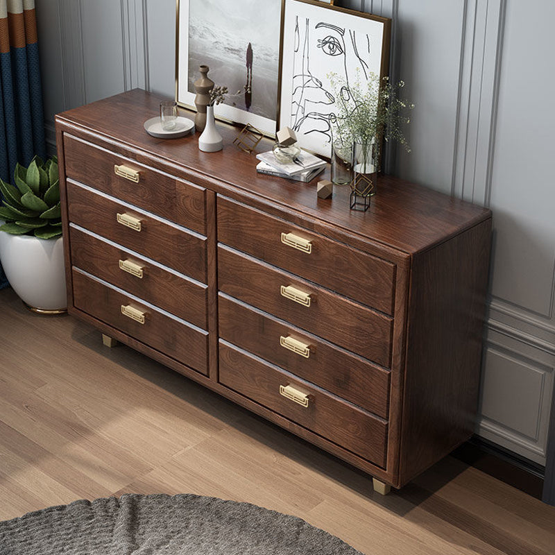 Glam Rubber Wood Storage Chest Bedroom Brown Chest with Drawers