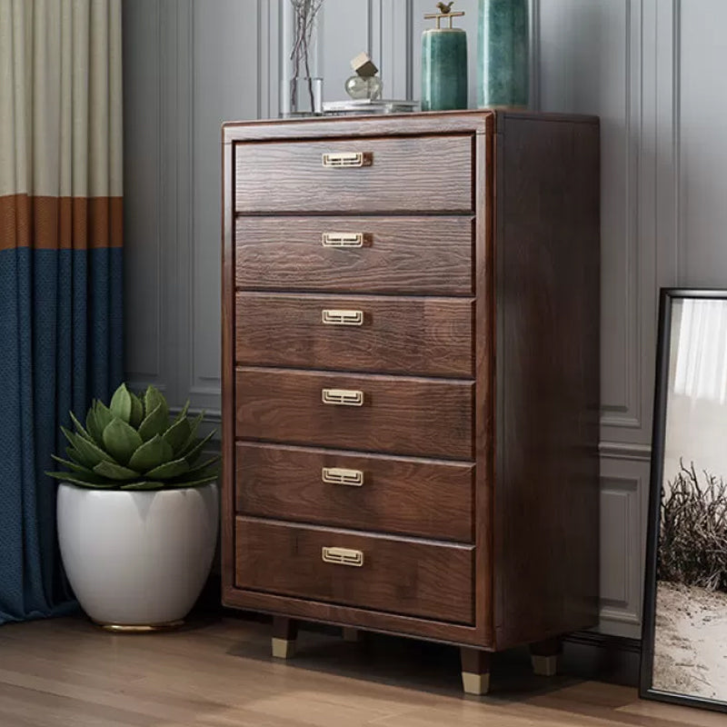 Glam Rubber Wood Storage Chest Bedroom Brown Chest with Drawers