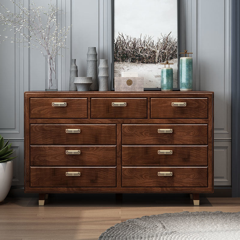 Glam Rubber Wood Storage Chest Bedroom Brown Chest with Drawers