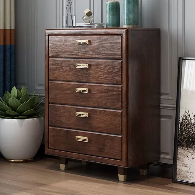 Glam Rubber Wood Storage Chest Bedroom Brown Chest with Drawers