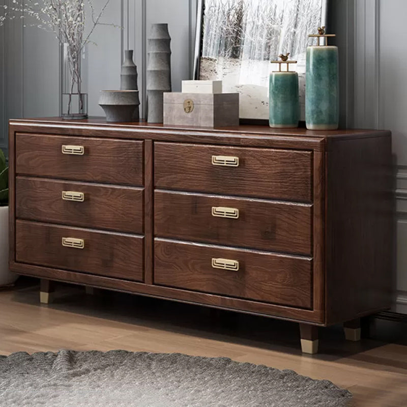 Glam Rubber Wood Storage Chest Bedroom Brown Chest with Drawers