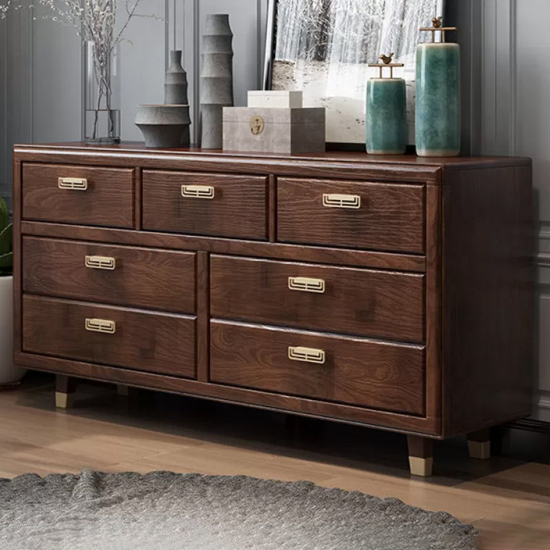 Glam Rubber Wood Storage Chest Bedroom Brown Chest with Drawers