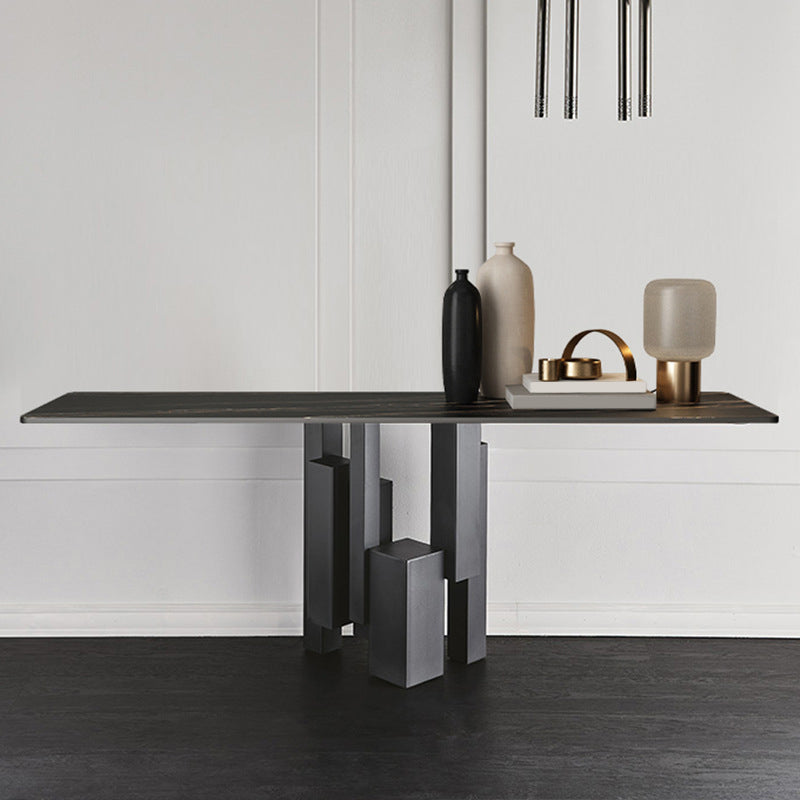 15" Wide Stone Contemporary Console Table Black Rectangle Sofa Table