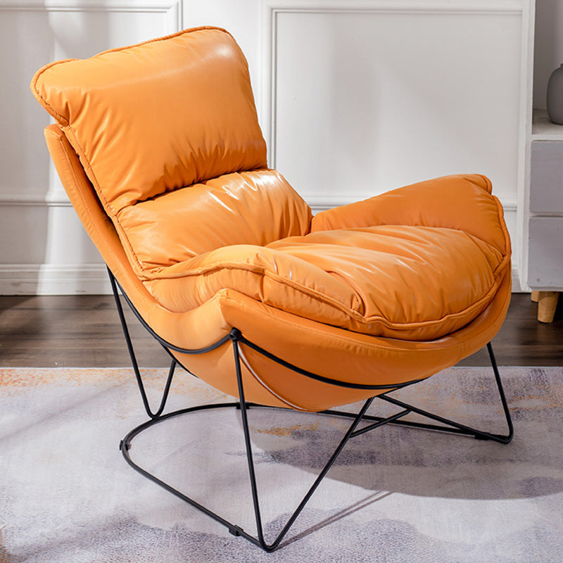 Modern Orange Rocking Chair Leather Tear Resistant Rocker Chair for Living Room