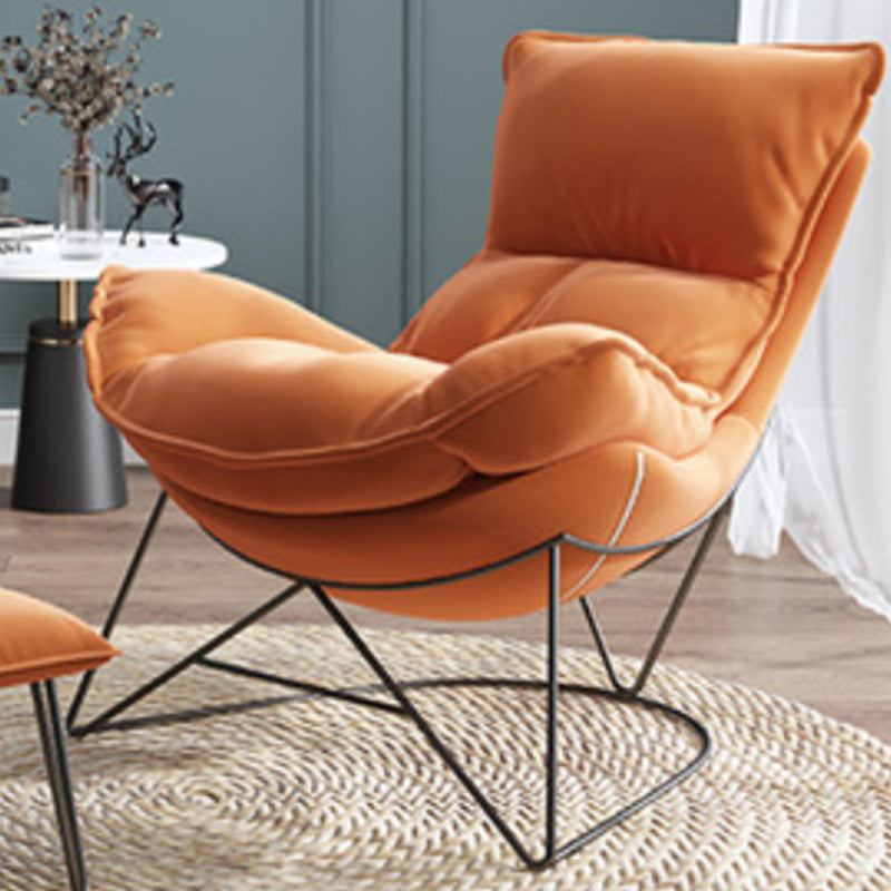 Modern Orange Rocking Chair Leather Tear Resistant Rocker Chair for Living Room