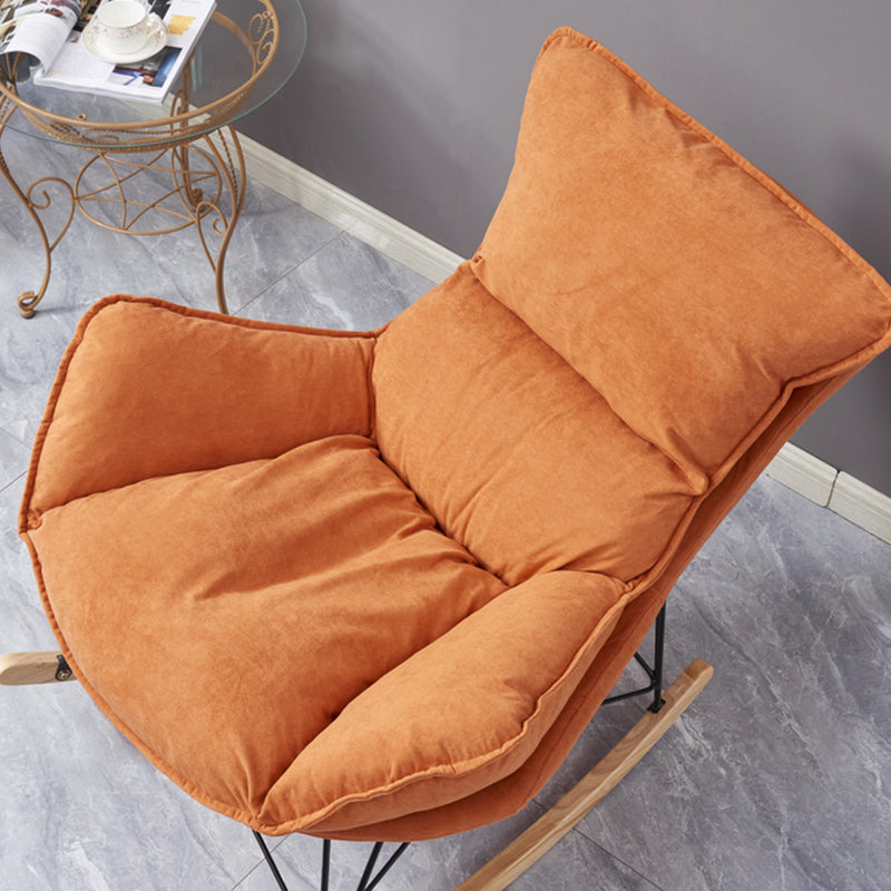 Modern Orange Rocking Chair Leather Tear Resistant Rocker Chair for Living Room
