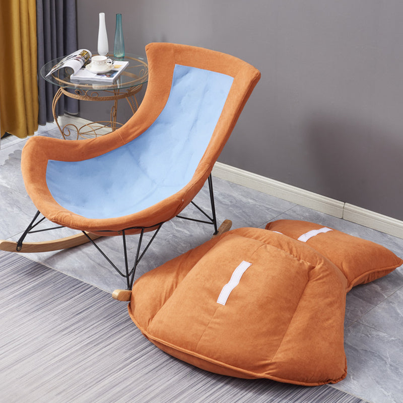 Modern Orange Rocking Chair Leather Tear Resistant Rocker Chair for Living Room