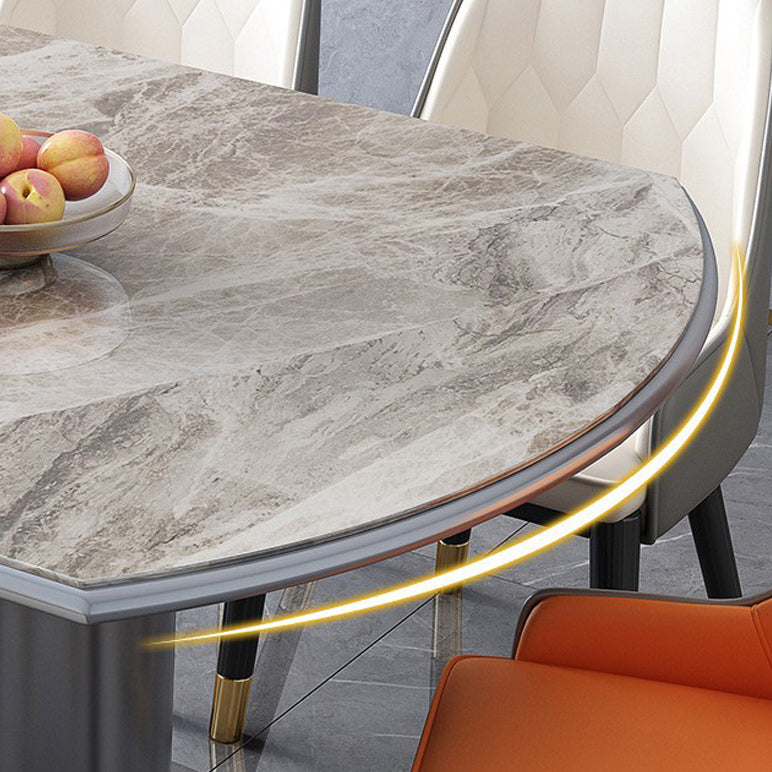 Contemporary Storage Pedestal Dining Table Round Extendable Dinner Table for Home