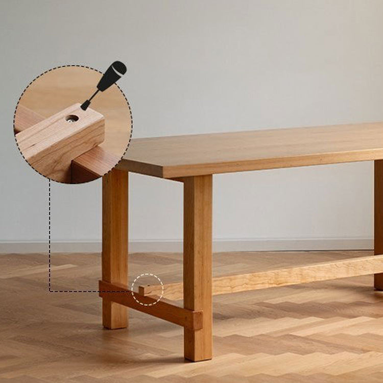 Modern Rectangle Dining Table Solid Wood Dinner Table with Trestle Base