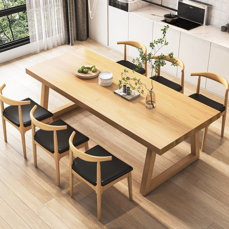 Sled Base Dining Table Contemporary Wood Dining Table for Home