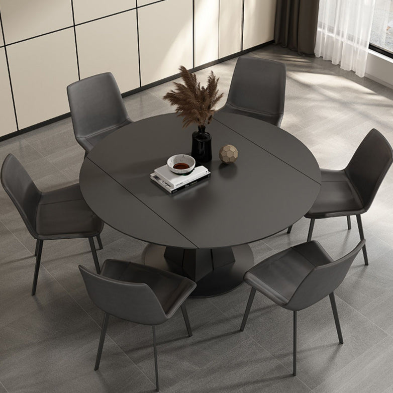 Modern Pedestal Casual Dining Table Round Dinner Table with Stainless Steel Base