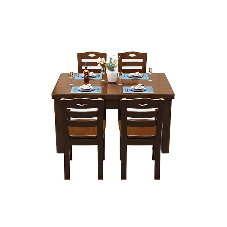 Wood Base Dining Table Contemporary Dinner Table with 4 Legs