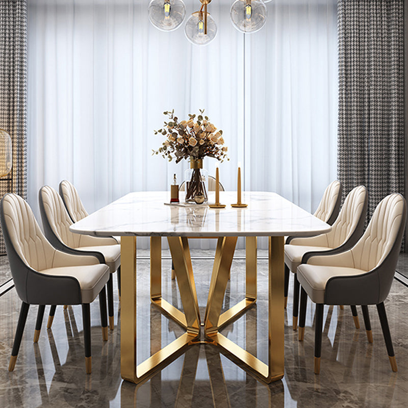Traditional Luxury Metal Base Table Rectangle Dinner Table for Home