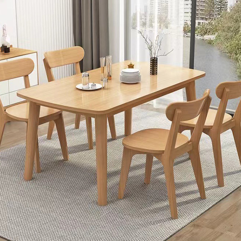 Contemporary Round Dining Table Solid Wood Dinner Table with 4 Legs