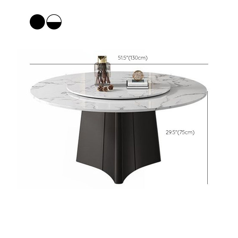 Traditional Luxury Pedestal Table Round Dining Table with Steel Base