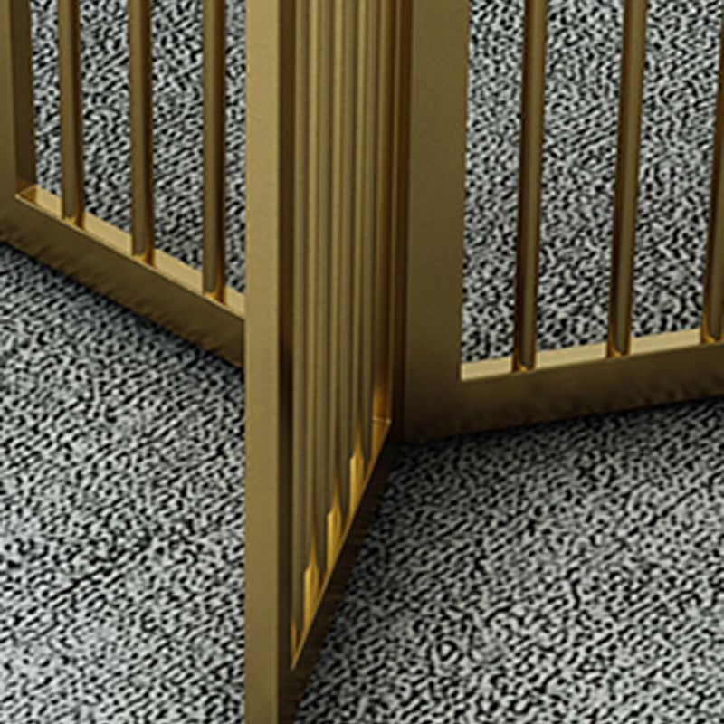 Rectangle Double Pedestal Table Modern Dining Table with Metal Base