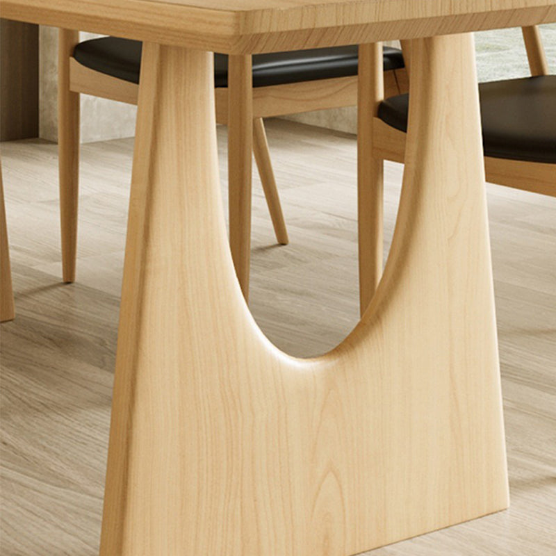 Double Pedestal Table Contemporary Wood Dinner Table for Home