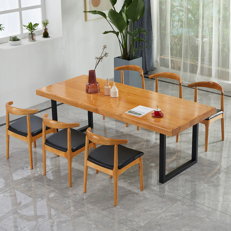 Sled Base Dining Table Contemporary Wood Dinner Table for Home