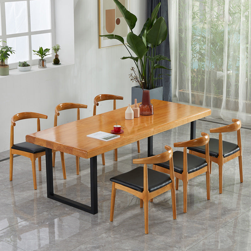 Sled Base Dining Table Contemporary Wood Dinner Table for Home