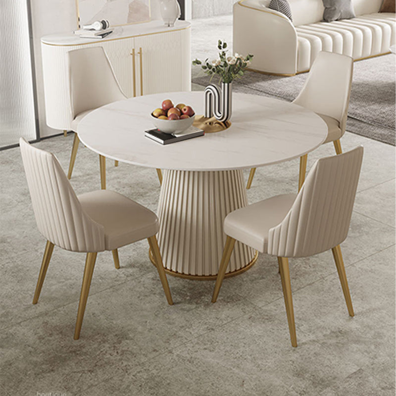 Modern Pedestal Table Steel Base Round Dining Table for Home Kitchen